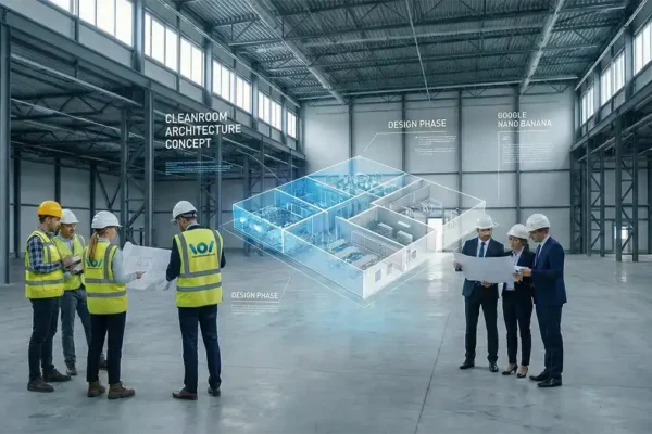 รับออกแบบก่อสร้างคลีนรูม ผู้รับเหมาทำห้องคลีนรูมทีมวิศวกรและสถาปนิกกำลังออกแบบคลีนรูมและโครงสร้าง (Cleanroom Design and Structure) ด้วยแบบจำลอง 3 มิติ บริการรับสร้างห้องคลีนรูมและห้องปลอดเชื้อสำหรับโรงงานอุตสาหกรรม