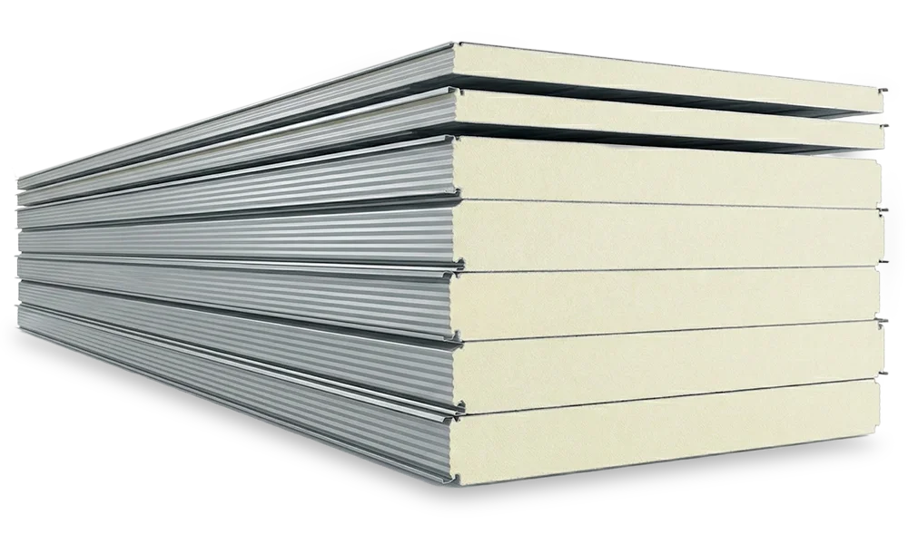 แผ่นผนังห้องสะอาด Sandwich Panel ฉนวนกันความร้อน ผิวเรียบไม่สะสมฝุ่น ติดตั้งรวดเร็ว มาตรฐาน GMP และ ISO