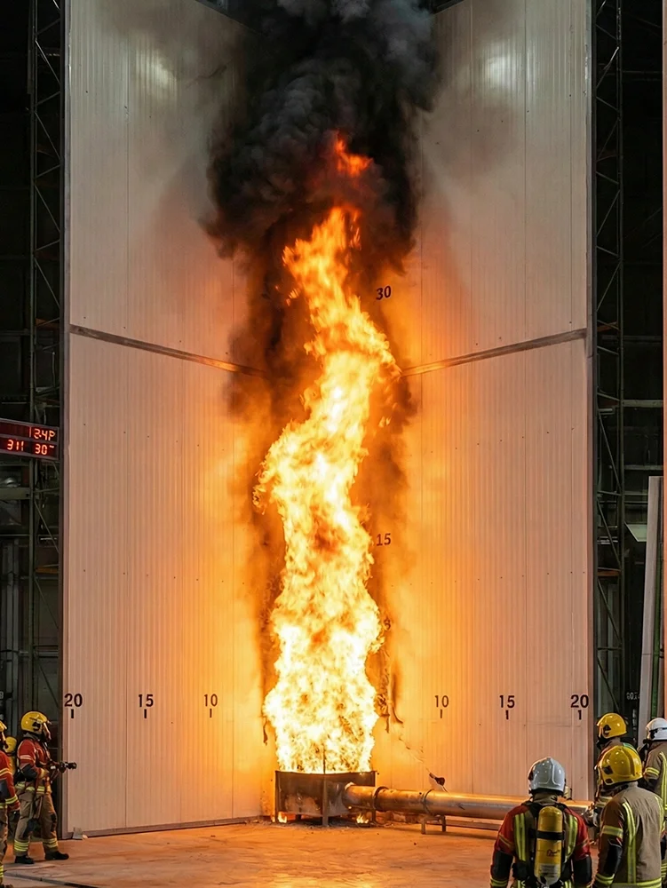 การทดสอบประสิทธิภาพการกันไฟของผนัง Isowall ในสภาวะจำลองเหตุเพลิงไหม้