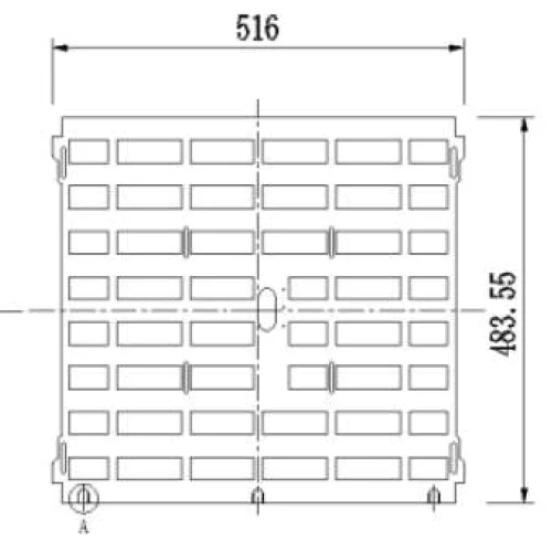 สเปกแผ่นพื้น Perforated Panel แสดงขนาดช่องลมและระยะห่างเชิงเทคนิค สำหรับติดตั้งในห้อง Server และ Clean Room