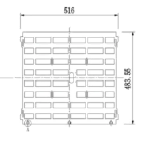 รายละเอียดสเปกและมิติของแผ่นพื้น Perforated Panel อัตราการระบายลม 55% แสดงระยะห่างและขนาดช่องระบายอากาศเชิงเทคนิค